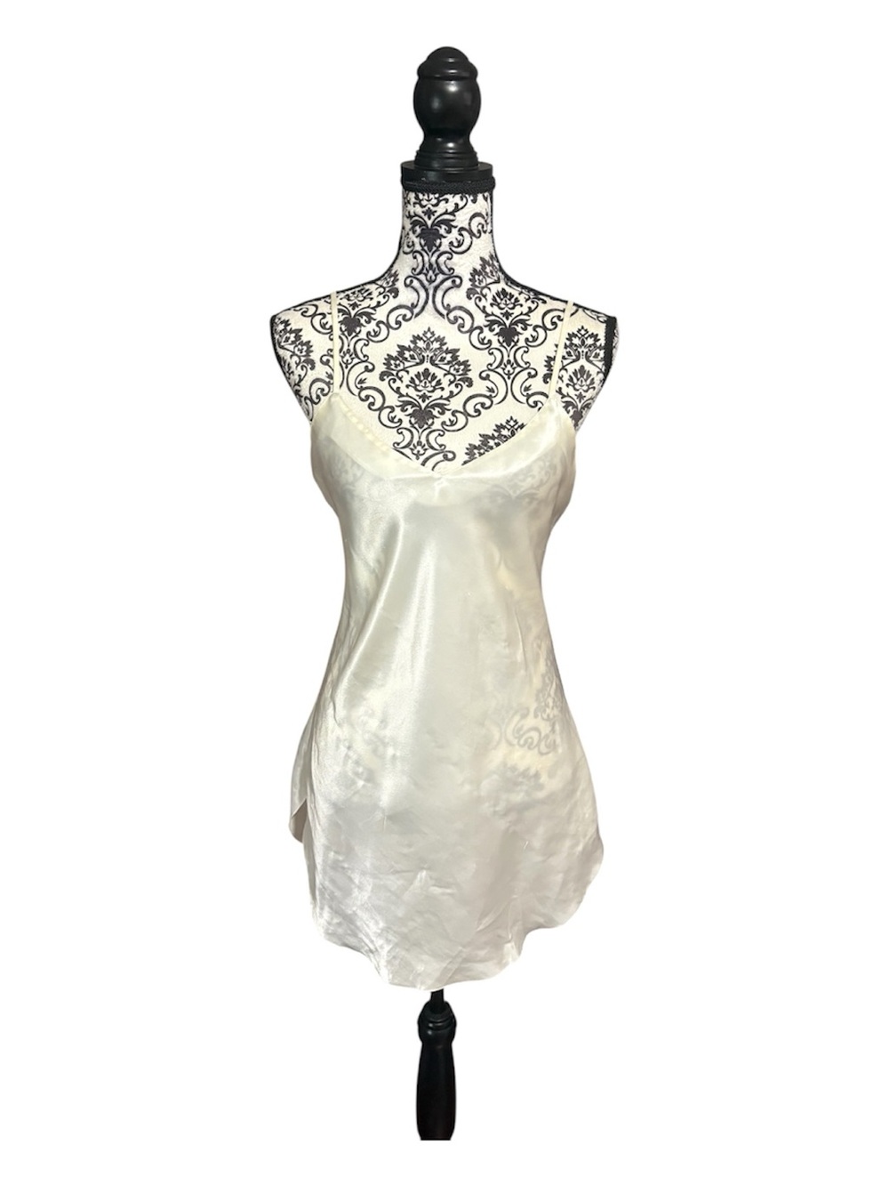 ANDRES Vintage Ivory Satin Slip Dress
